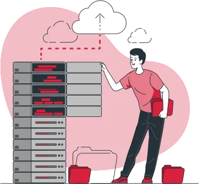 Personne debout devant un serveur